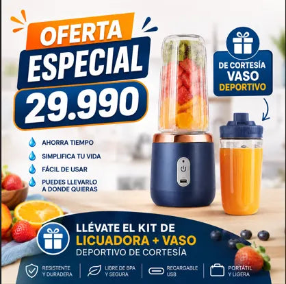 Licuadora Portátil 400ml - Poderosa, Compacta y Recargable