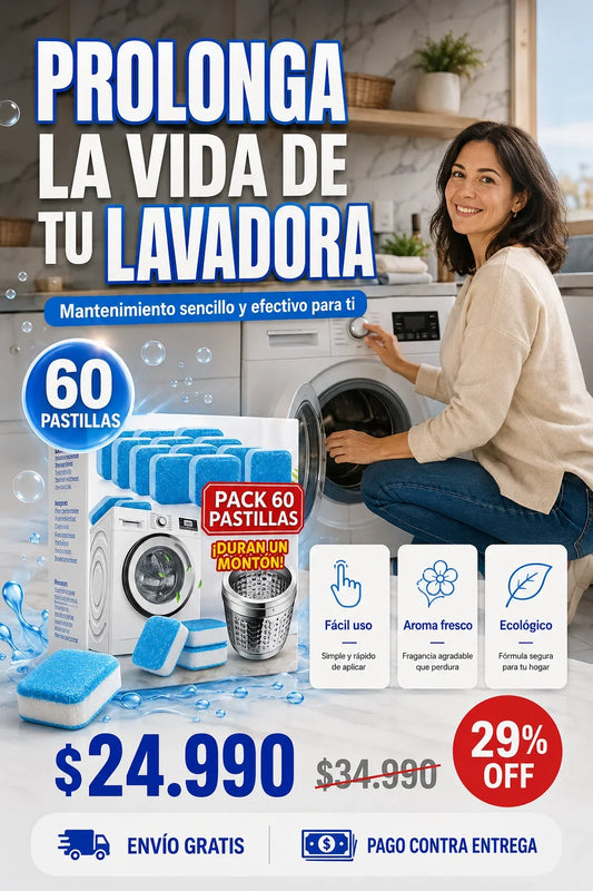 Pack 60 pastillas limpia lavadora - Limpieza profunda desde adentro